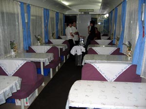 dining car on Tibet train, Tibet Train Travel