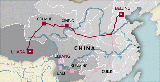 Tangula Train Routes Northern Route: Beijing to Lhasa / Lhasa to Beijing